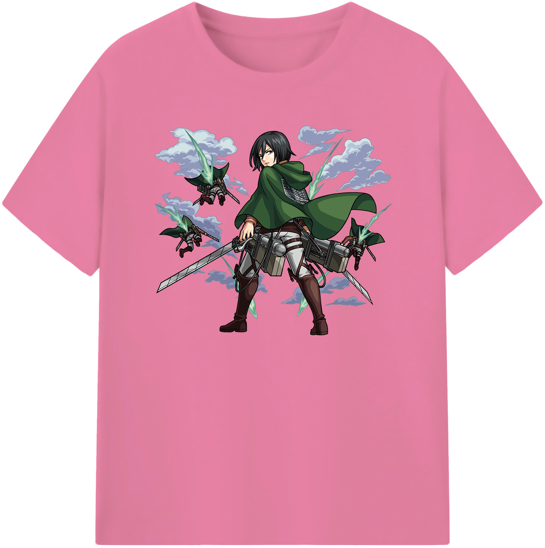 （画像用） 進撃の巨人 ミカサ·アッカーマン Attack on Titan Mikasa Ackerman 綿100％半袖Tシャツ（フロントプリント）
